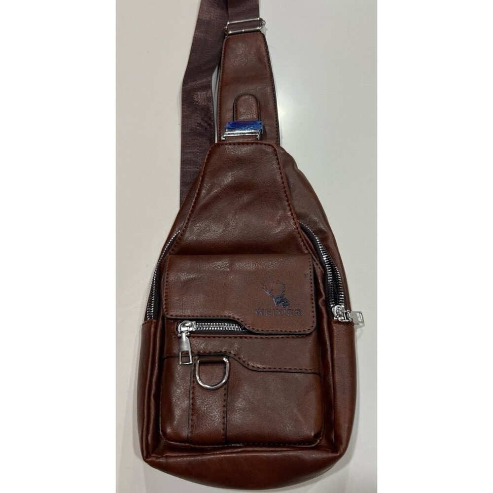 Weixier men's crossbody sling bag, typically made of PU (faux) leather.
